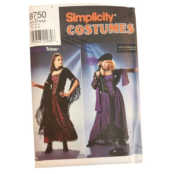 Simplicity 8750 Sewing Pattern Gothic Medieval Costume Size D 4-6-8 17 Pieces - Picture 1 of 9